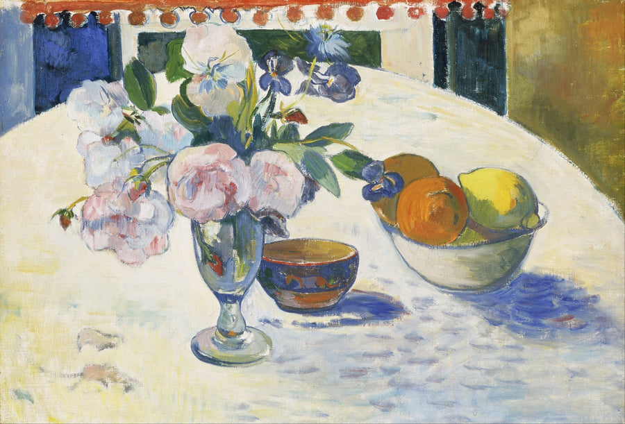 Ölgemälde-Stillleben – Äpfel in einer Blumenschale