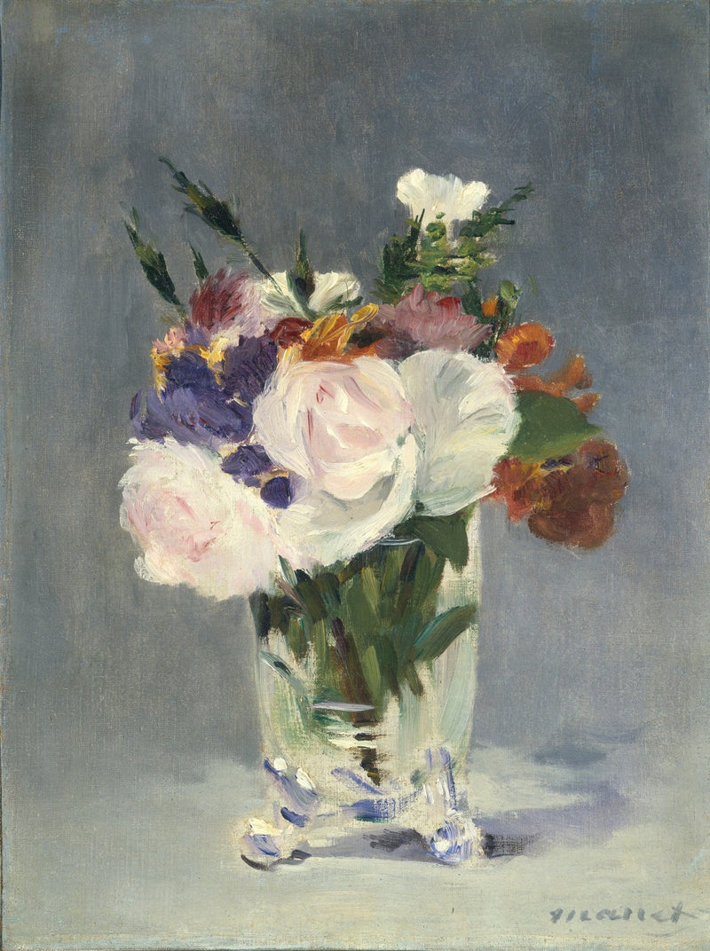 Flowers in Crystal Vase Still Life Hand Painted - Floral Oil Painting - Oil Painting Haven