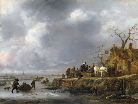 An Inn by a Frozen River - Oil Painting Haven Oil Painting Haven