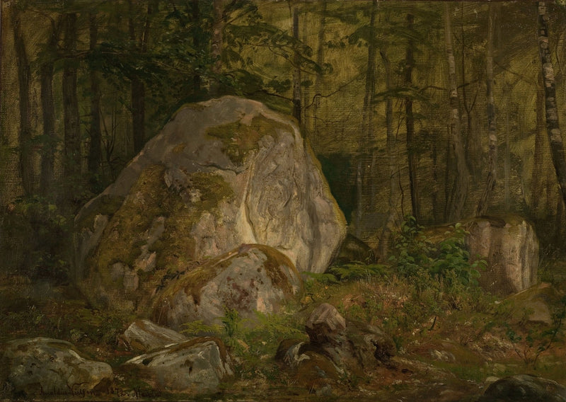 Forest Boulders and Quiet Woodland Path - Landscape Oil Painting - Oil Painting Haven