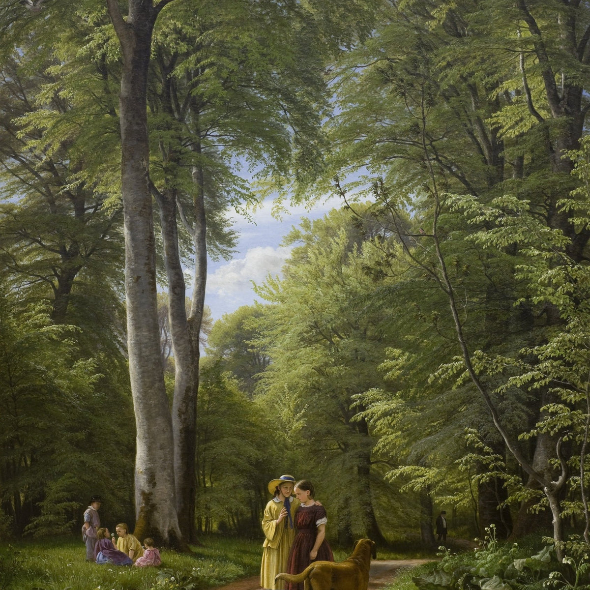 Forest Path with Figures and Dog – Landscape Oil Painting - Oil Painting Haven