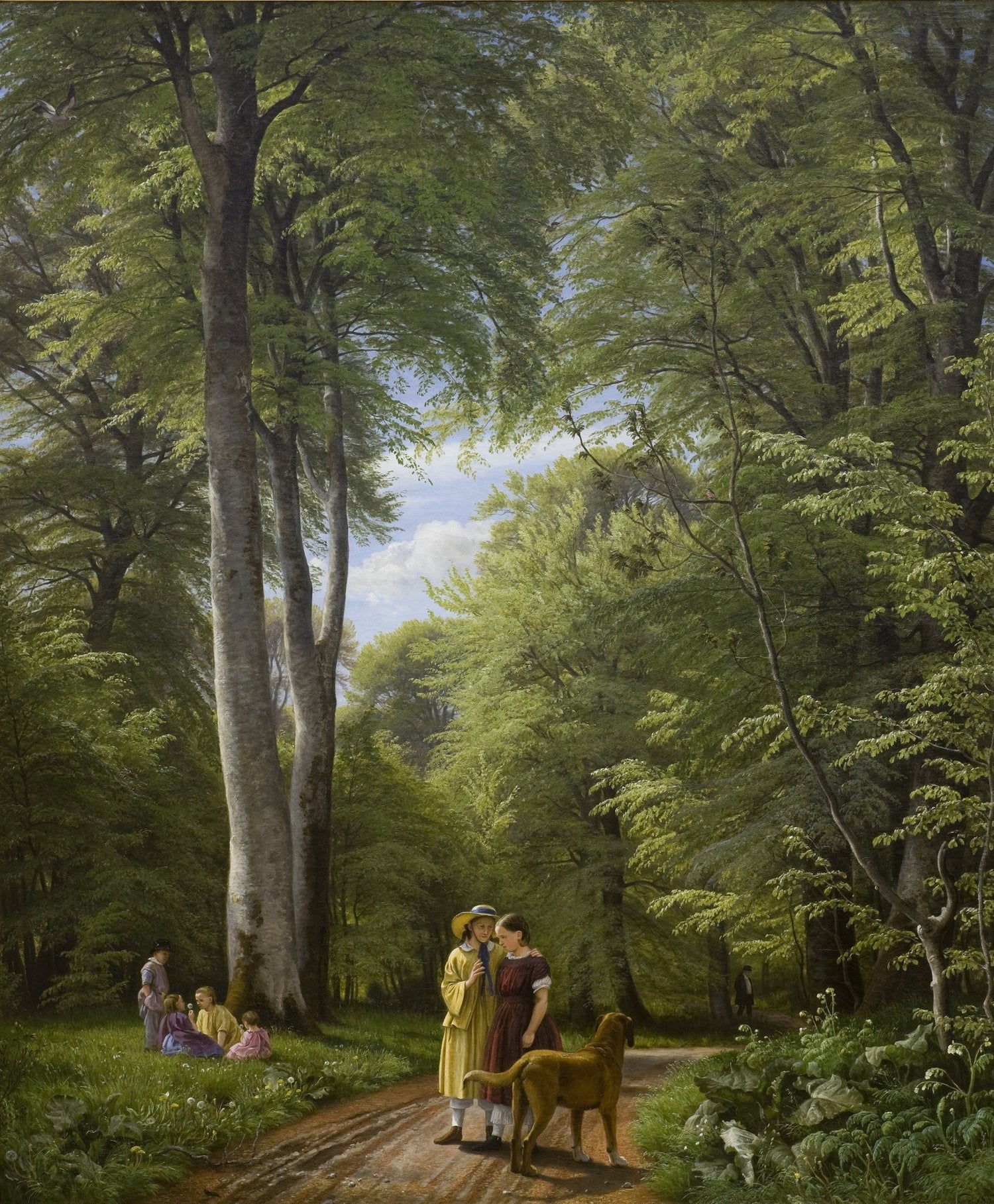 Forest Path with Figures and Dog – Landscape Oil Painting - Oil Painting Haven