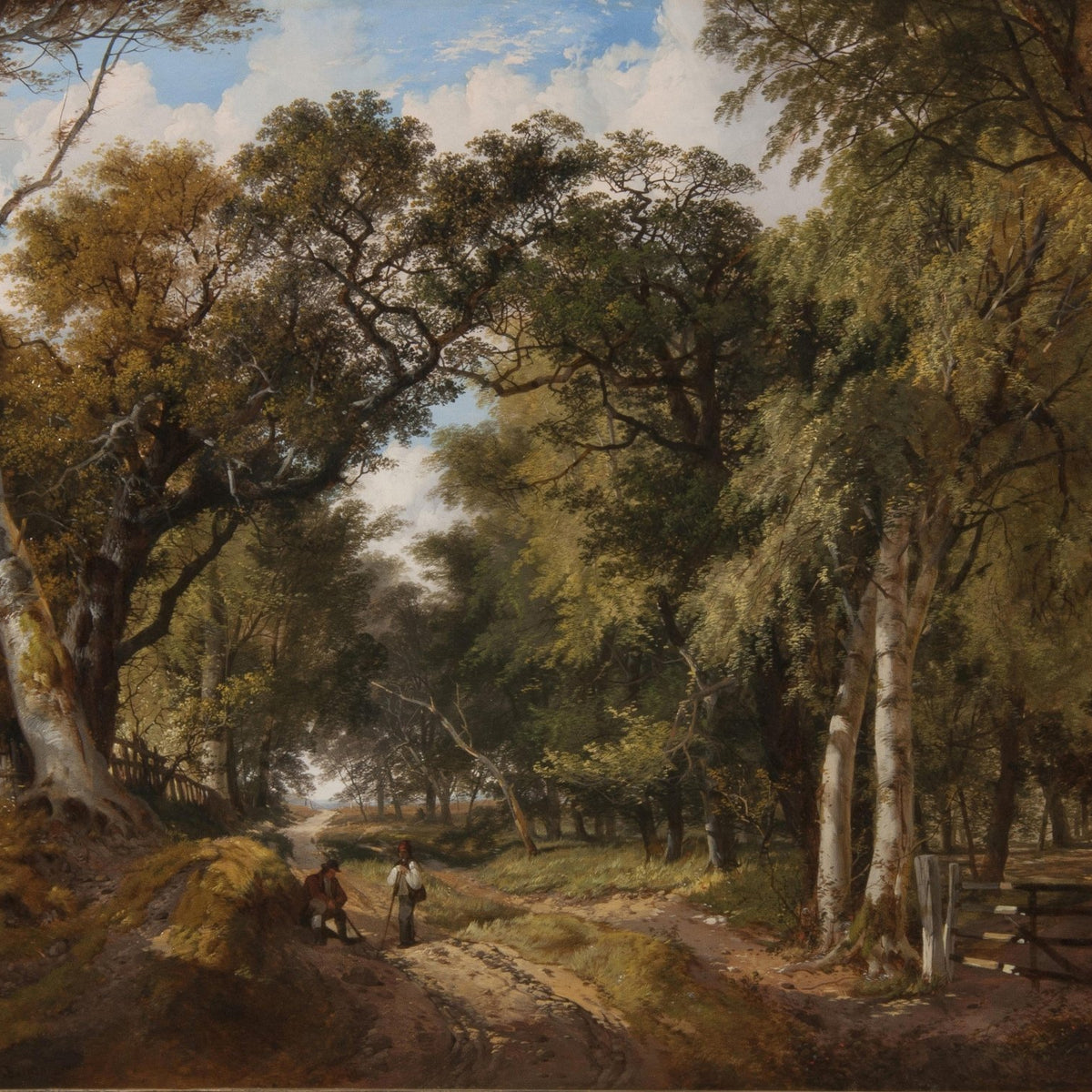 Forest Path with Figures in Soft Light – Landscape Oil Painting - Oil Painting Haven
