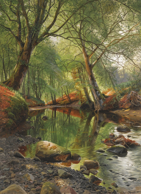 Forest Stream Landscape Oil Painting, Hand - Painted Woodland Scene - Oil Painting Haven