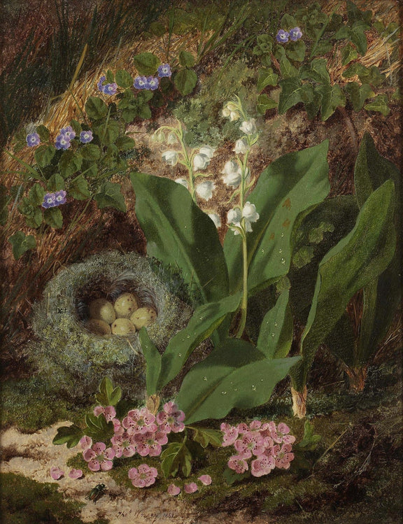 Forest Wildflowers with Bird Nest – Floral Oil Painting - Oil Painting Haven
