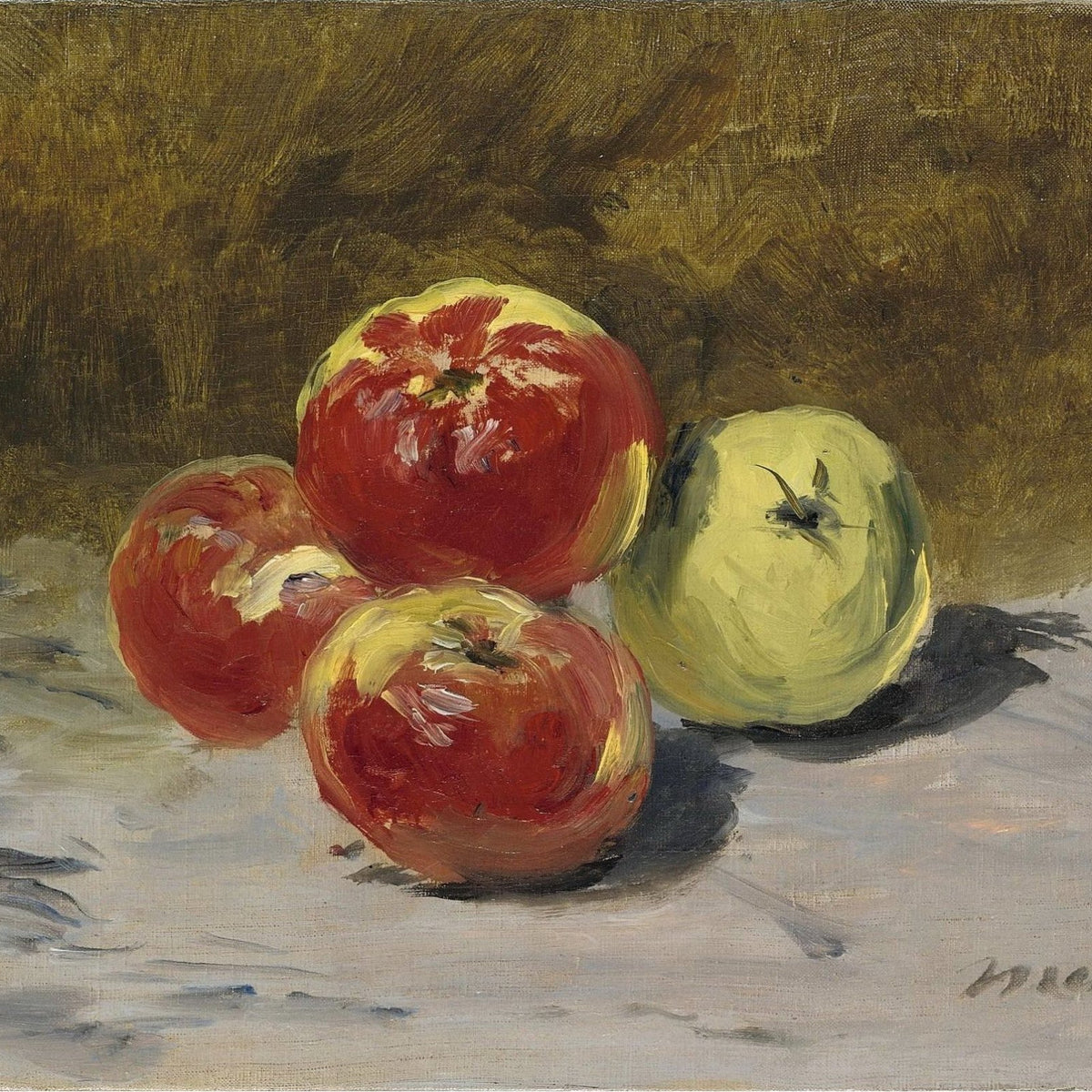 Four Apples on Table by Édouard Manet - Still Life Oil Painting - Oil Painting Haven