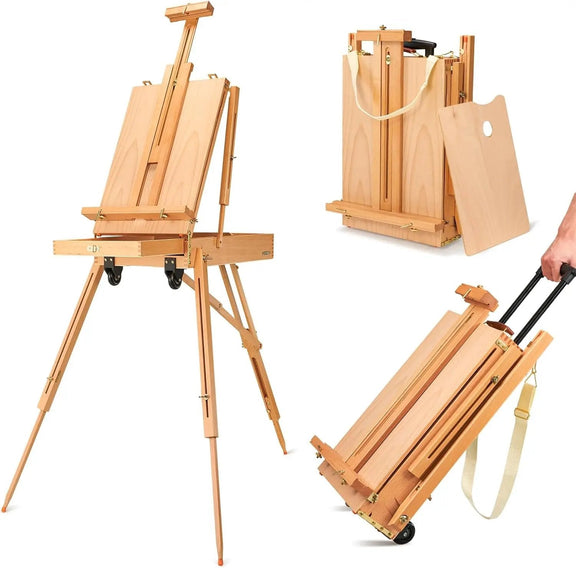French Plein Air Easel - Adjustable & Portable Painting Easel with Palette - Oil Painting Haven