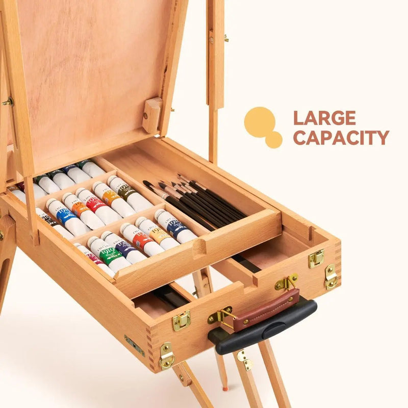 French Plein Air Easel - Adjustable & Portable Painting Easel with Palette - Oil Painting Haven