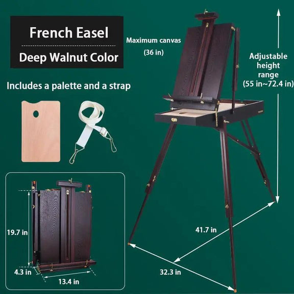 French Plein Air Easel - Adjustable & Portable Painting Easel with Palette - Oil Painting Haven