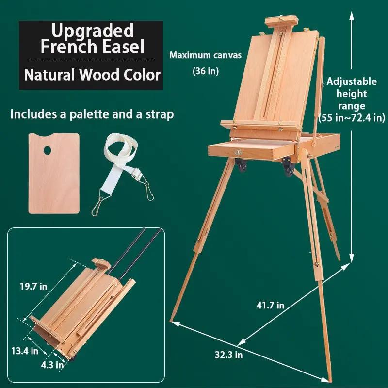 French Plein Air Easel - Adjustable & Portable Painting Easel with Palette - Oil Painting Haven