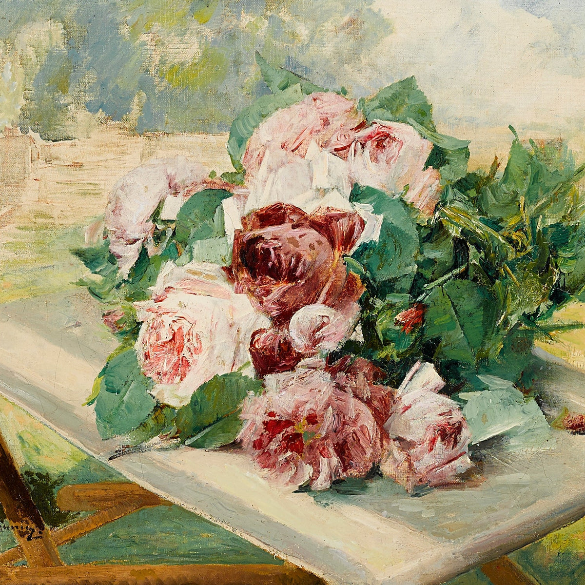 Fresh Garden Rose Still Life Canvas Wall Art - Floral Oil Painting - Oil Painting Haven