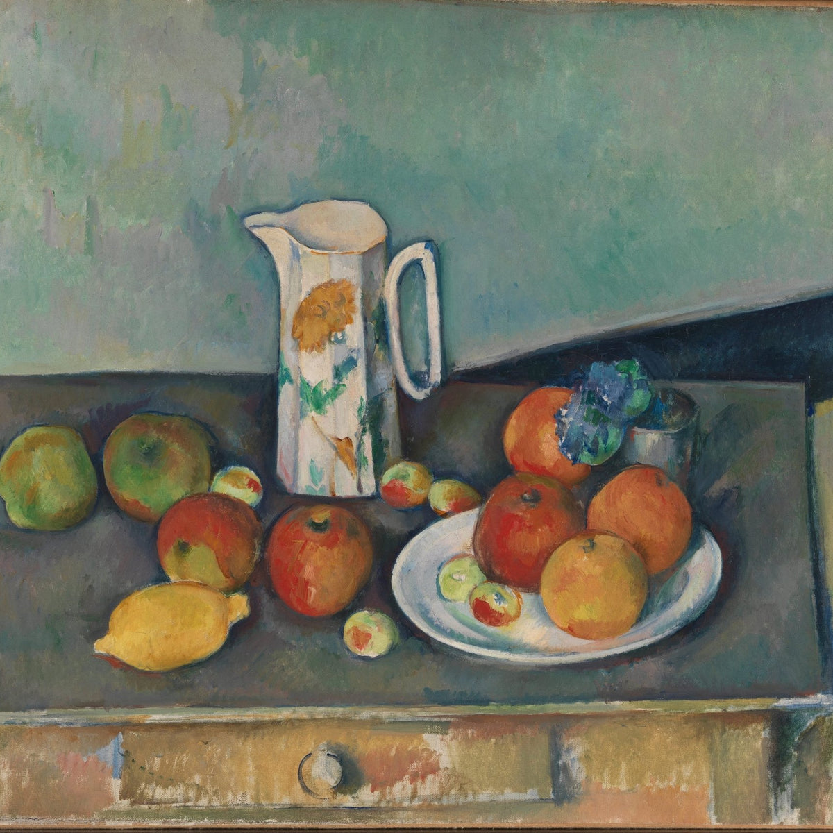 Fruit and Ceramic Pitcher on Table - Still Life Oil Painting - Oil Painting Haven