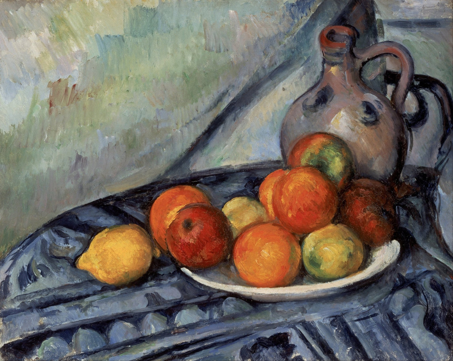 Fruit and Jug on Table - Still Life Oil Painting - Oil Painting Haven