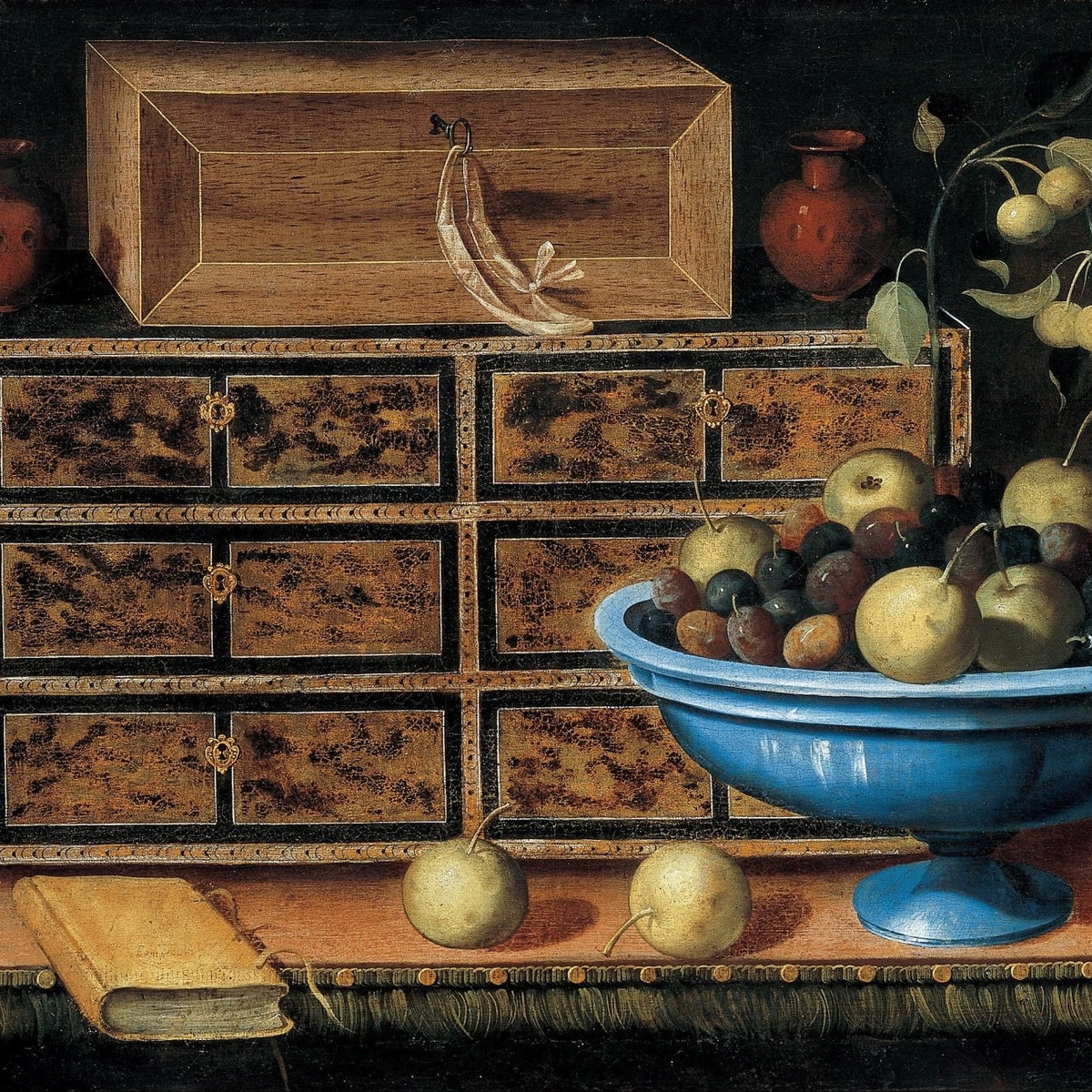 Fruit Bowl and Antique Cabinet - Still Life Oil Painting - Oil Painting Haven