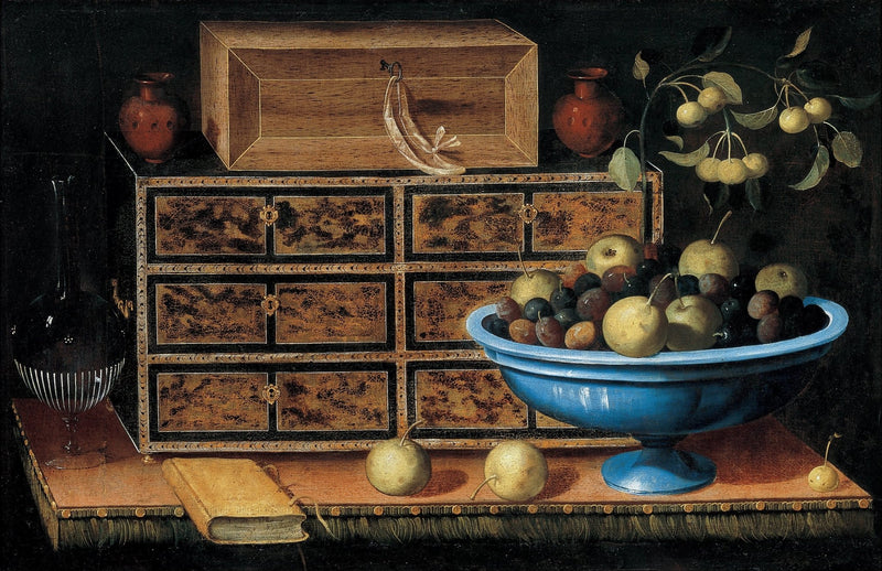 Fruit Bowl and Antique Cabinet - Still Life Oil Painting - Oil Painting Haven