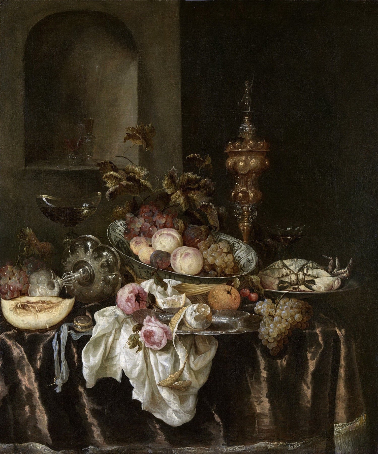 Fruit, Crab and Silverware Banquet - Still Life Oil Painting - Oil Painting Haven