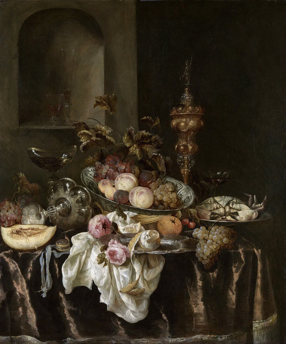 Fruit, Crab and Silverware Banquet - Still Life Oil Painting - Oil Painting Haven