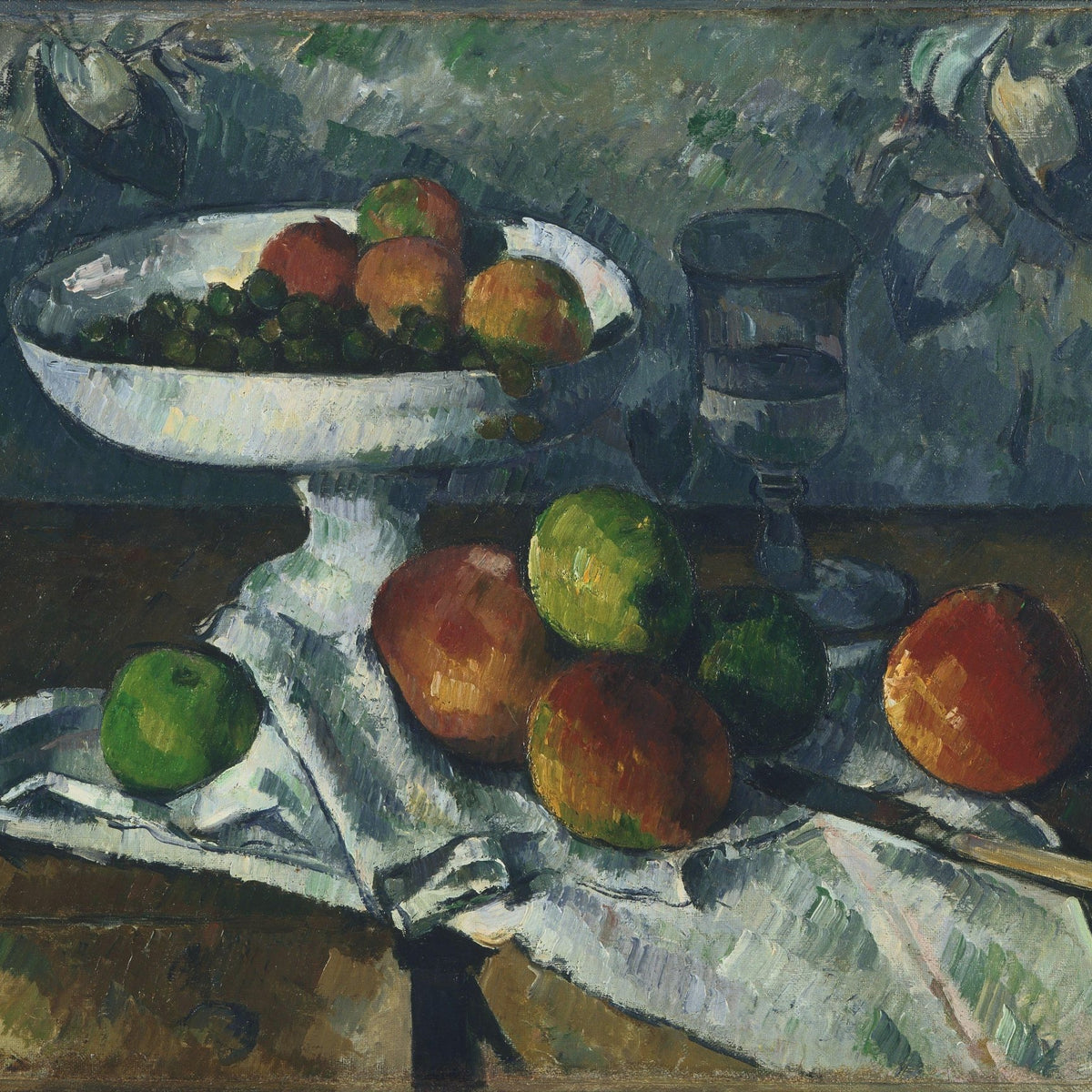 Fruit Dish with Apples and Grapes - Still Life Oil Painting - Oil Painting Haven