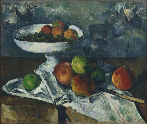 Fruit Dish with Apples and Grapes - Still Life Oil Painting - Oil Painting Haven