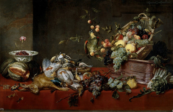 Game Birds and Fruit Banquet Table - Still Life Oil Painting - Oil Painting Haven