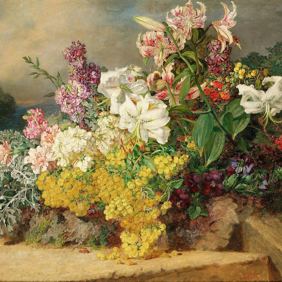 Garden Flowers and Lilies in Bloom – Floral Oil Painting - Oil Painting Haven