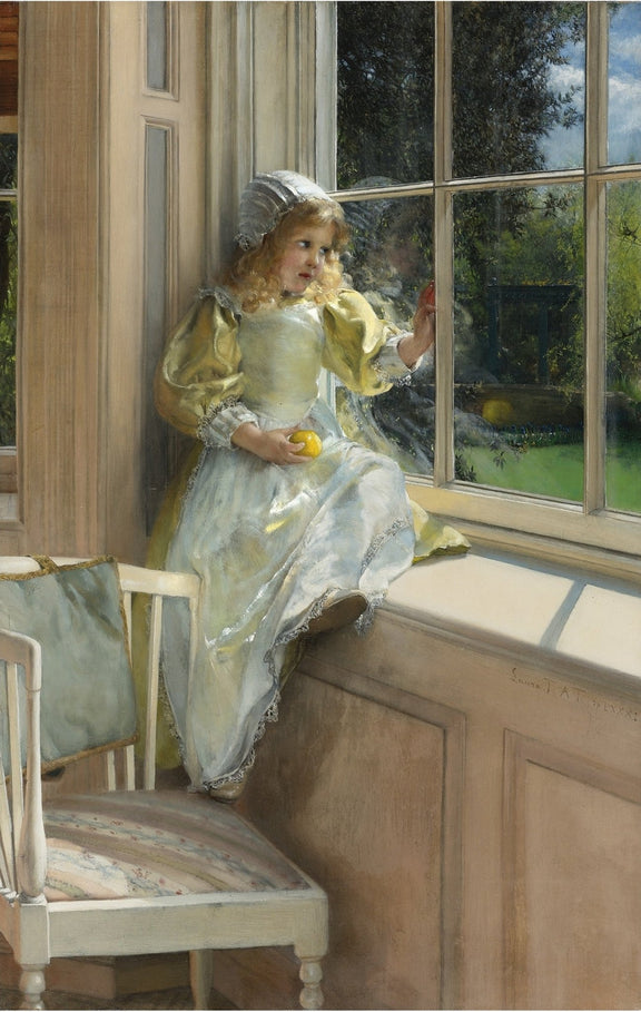 Girl Sitting by Window with Lemon - People Oil Painting - Oil Painting Haven