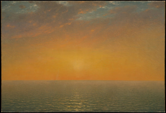 Golden Sunset Over Calm Ocean Horizon - Landscape Oil Painting - Oil Painting Haven