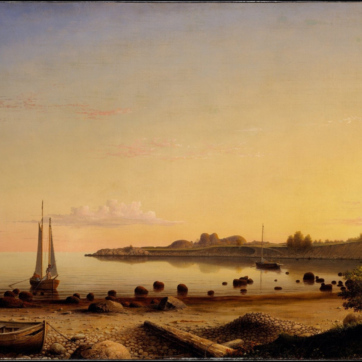 Golden Sunset over Gloucester Harbor - Landscape Oil Painting - Oil Painting Haven