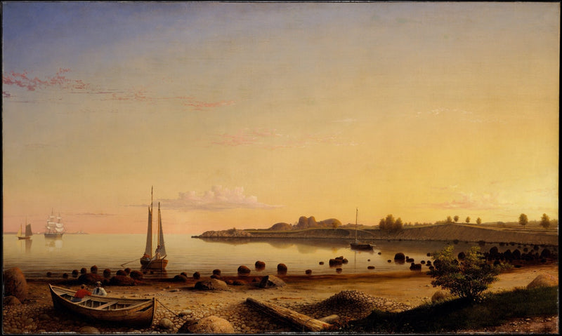 Golden Sunset over Gloucester Harbor - Landscape Oil Painting - Oil Painting Haven