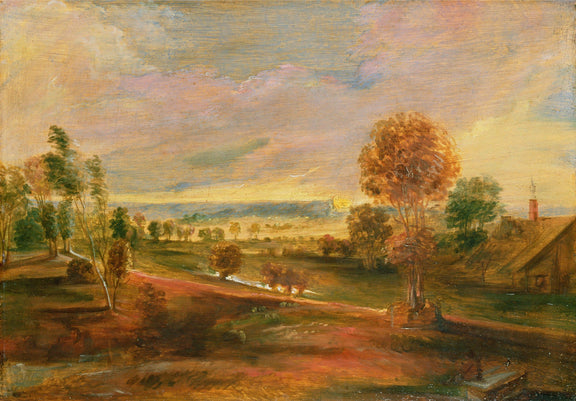 Golden Sunset Over the Peaceful Countryside - Landscape Oil Painting - Oil Painting Haven