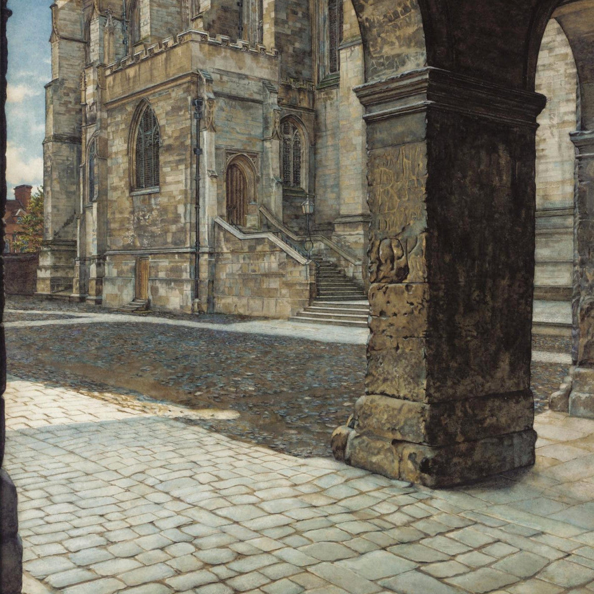Gothic Cathedral and Old Stone Archway - Landscape Oil Painting - Oil Painting Haven