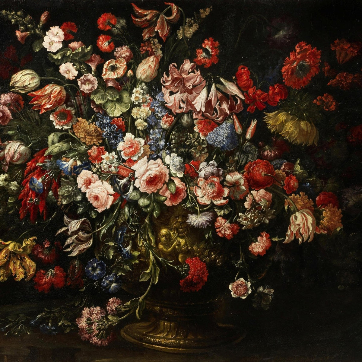 Grand Baroque Flower Arrangement in Urn – Floral Oil Painting - Oil Painting Haven