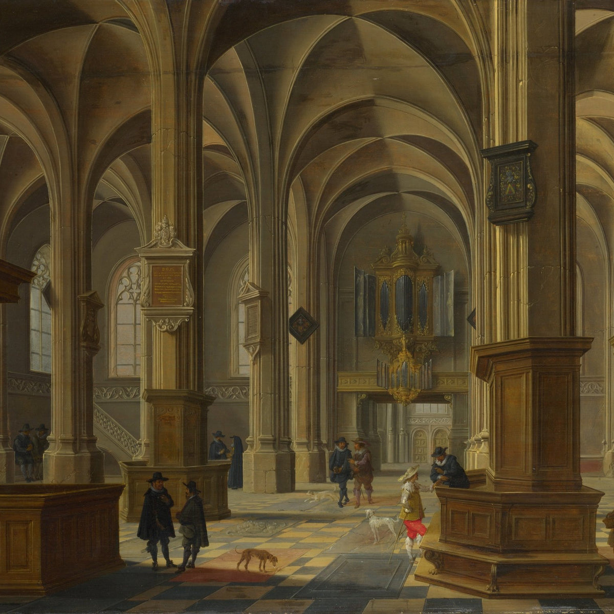 Landscape oil painting of grand Gothic cathedral interior with soaring arches, textured brushwork, and hand painted oil on. - Add Frame, Architecture, Canvas, Church, Hand Painted, Landscape, Made To Order, Oil Painting