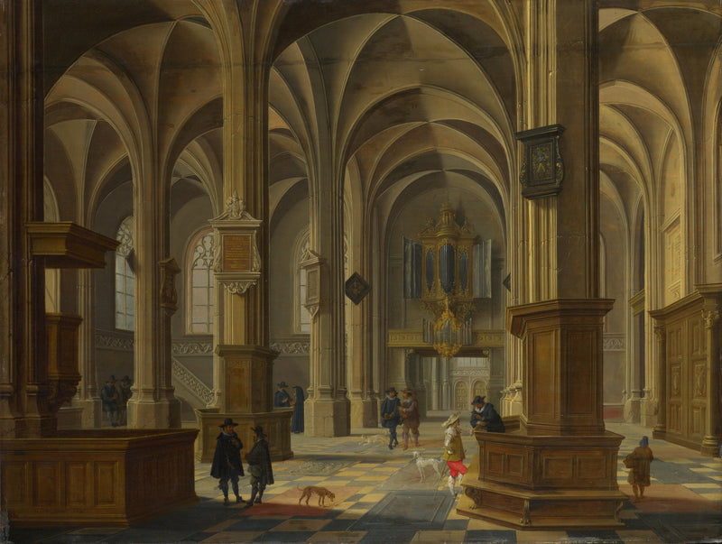 Landscape oil painting of grand Gothic cathedral interior with soaring arches, textured brushwork, and hand painted oil on. - Add Frame, Architecture, Canvas, Church, Hand Painted, Landscape, Made To Order, Oil Painting