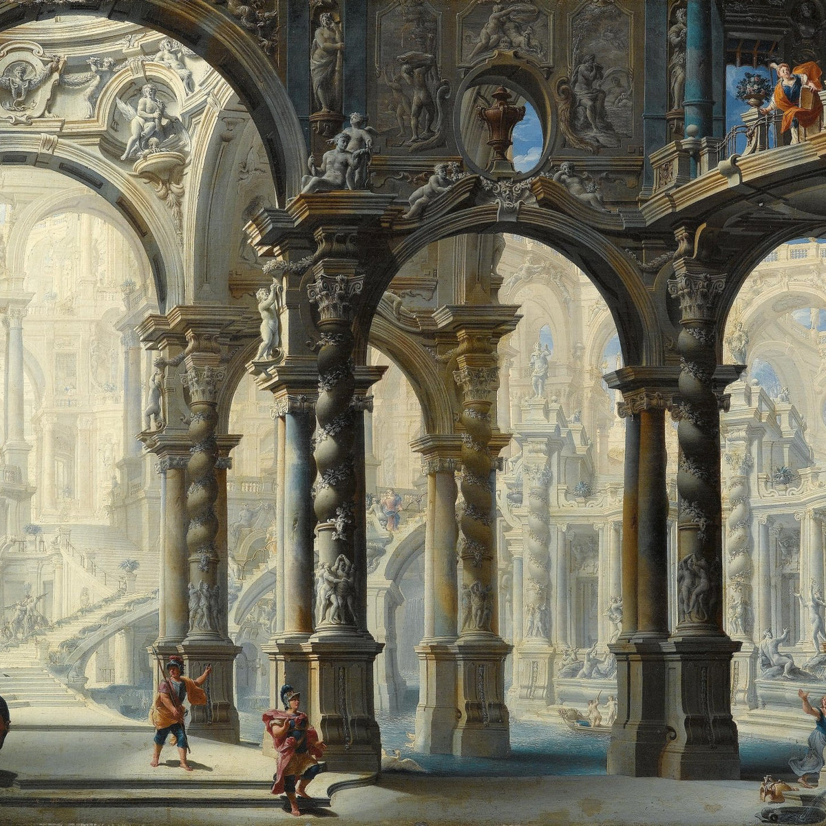 Grand Classical Architecture, Arches, Figures – Landscape Oil Painting - Oil Painting Haven