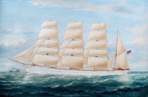 Hand-painted grand tall ship under full sail nautical oil painting on canvas