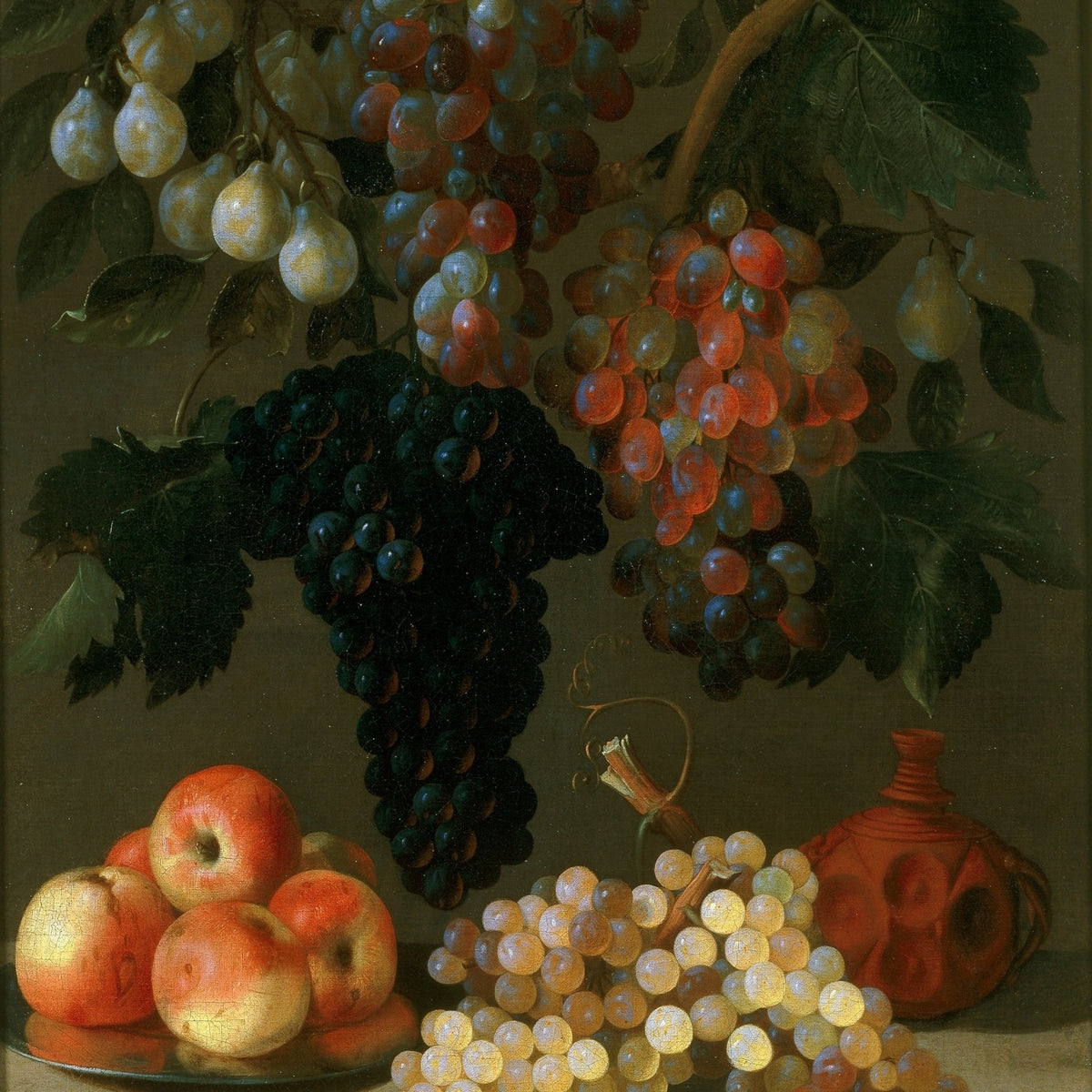 Grapes, Apples and Pears with Vine Branch - Still Life Oil Painting - Oil Painting Haven