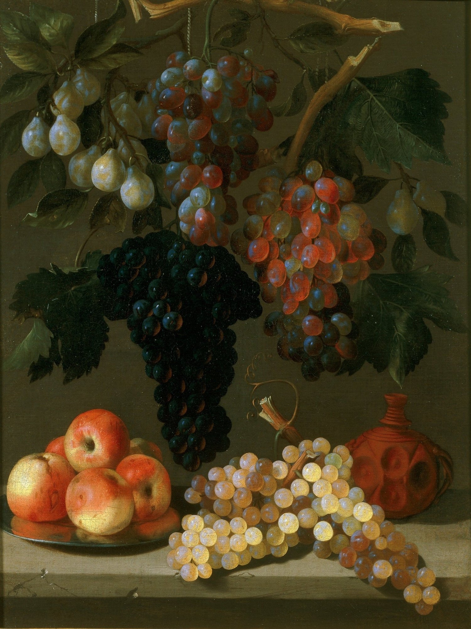 Grapes, Apples and Pears with Vine Branch - Still Life Oil Painting - Oil Painting Haven