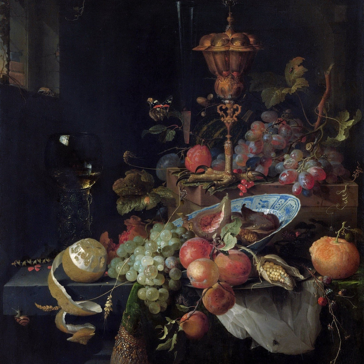 Grapes, Peaches and Silver Goblet - Still Life Oil Painting - Oil Painting Haven