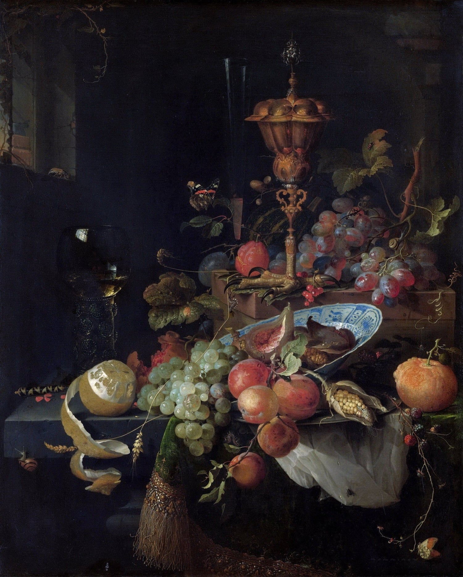 Grapes, Peaches and Silver Goblet - Still Life Oil Painting - Oil Painting Haven