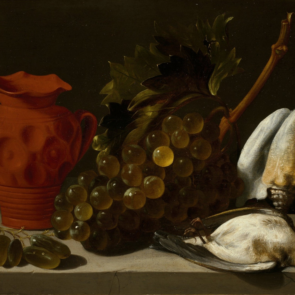 Grapes, Red Jug and Game Bird - Still Life Oil Painting - Oil Painting Haven