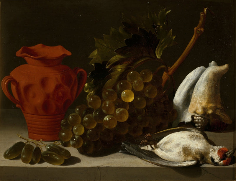 Grapes, Red Jug and Game Bird - Still Life Oil Painting - Oil Painting Haven