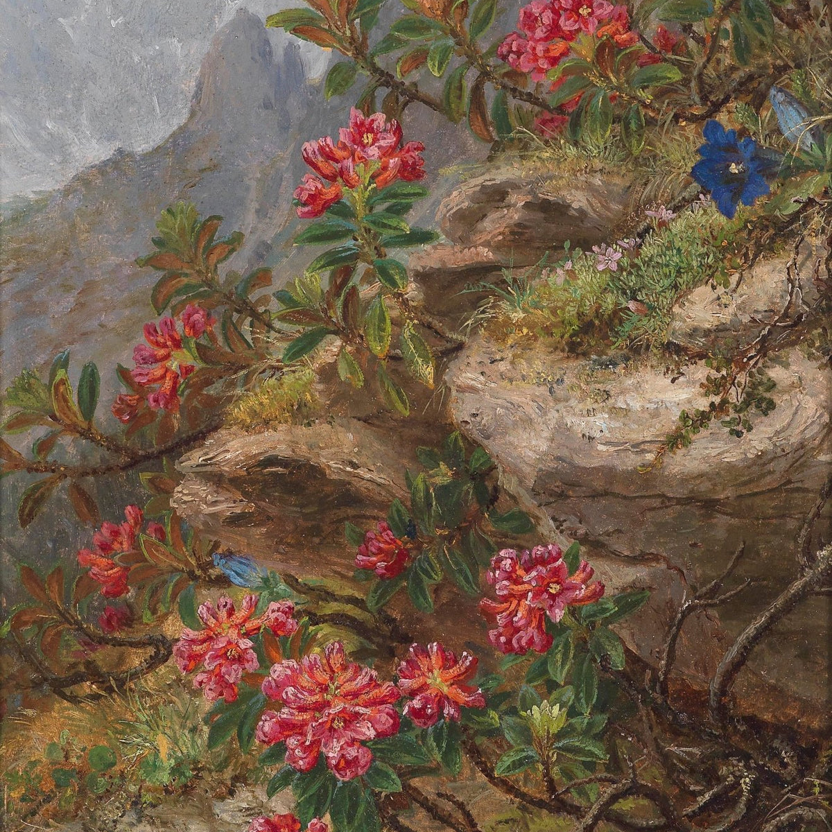 Hand - Painted Alpine Wildflowers Landscape – Floral Oil Painting - Oil Painting Haven
