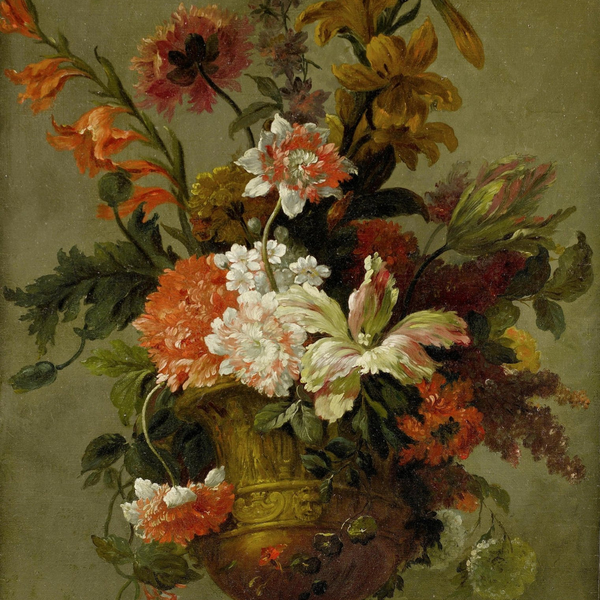 Hand - Painted Antique Flower Vase Still Life – Floral Oil Painting - Oil Painting Haven