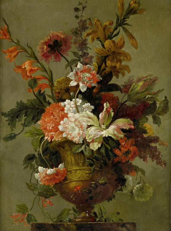 Hand - Painted Antique Flower Vase Still Life – Floral Oil Painting - Oil Painting Haven