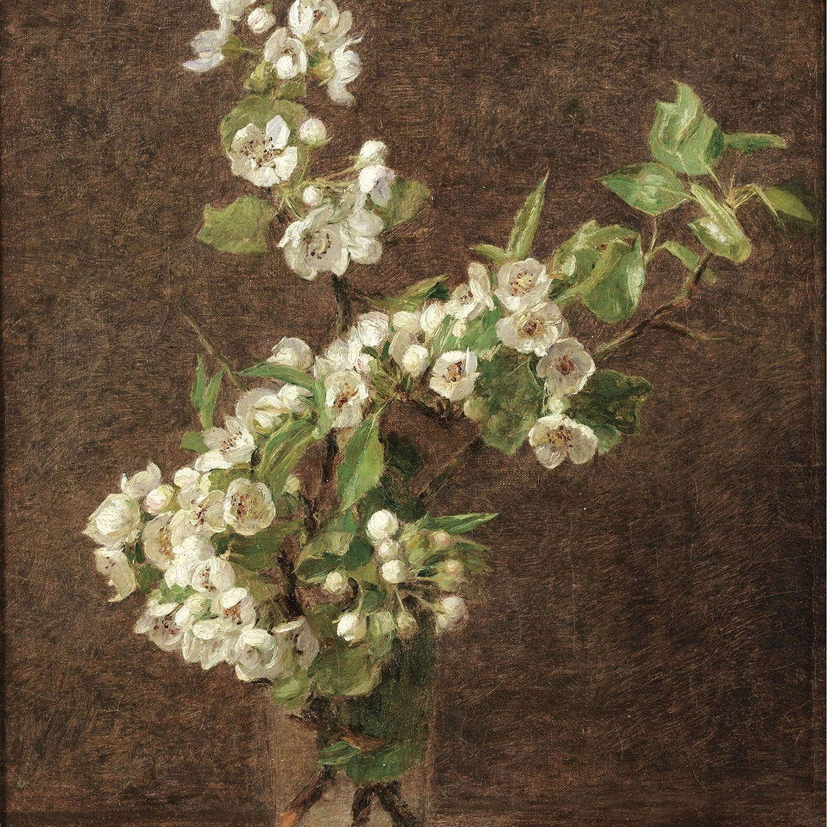 Hand - Painted Apple Blossom Branch in Vase - Floral Oil Painting - Oil Painting Haven