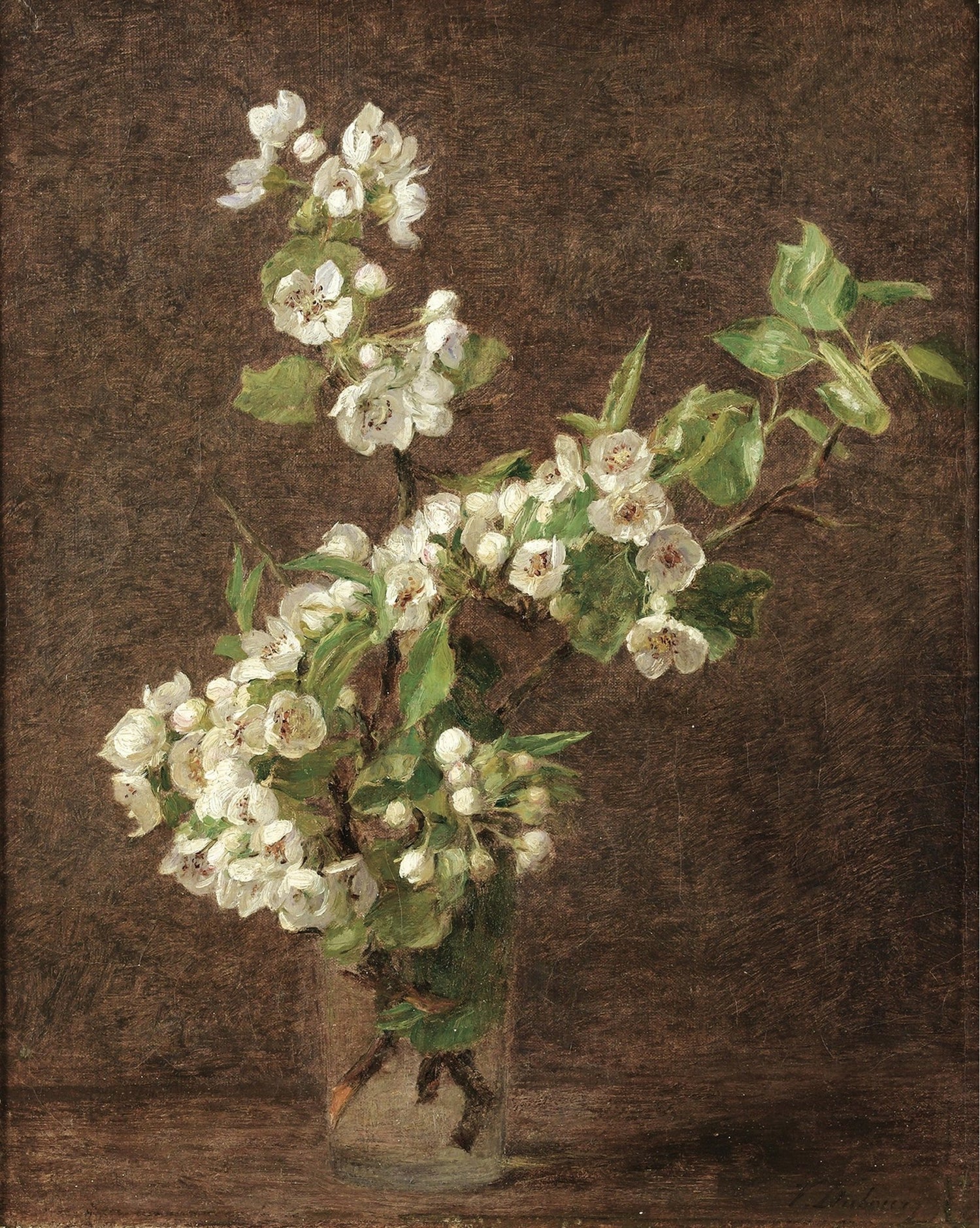 Hand - Painted Apple Blossom Branch in Vase - Floral Oil Painting - Oil Painting Haven