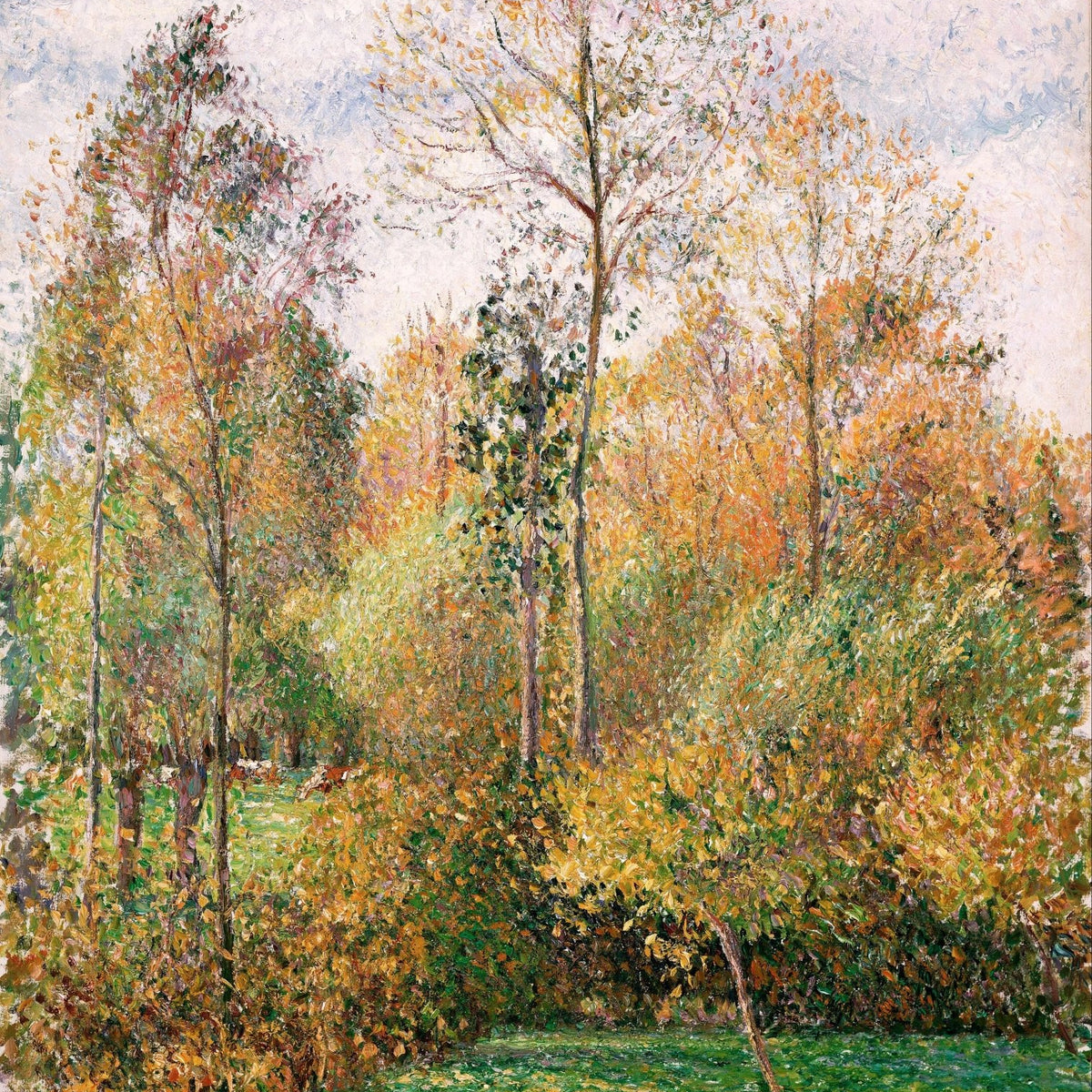 Hand-painted hand-painted autumn woodland view landscape oil painting on canvas