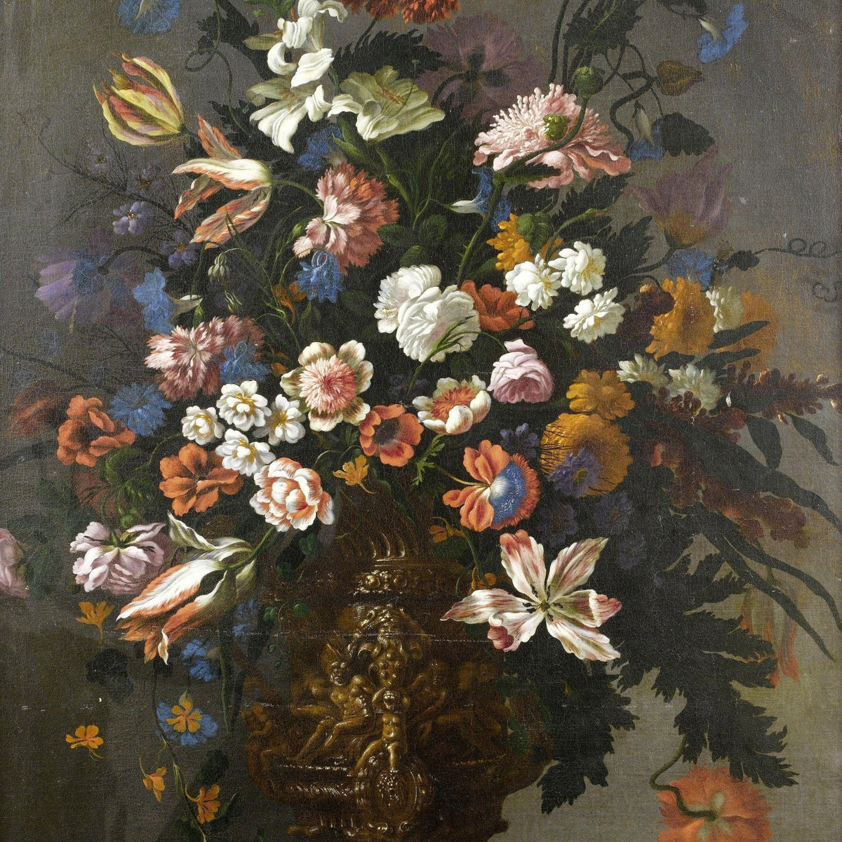 Hand - Painted Baroque Floral Arrangement Vase – Floral Oil Painting - Oil Painting Haven