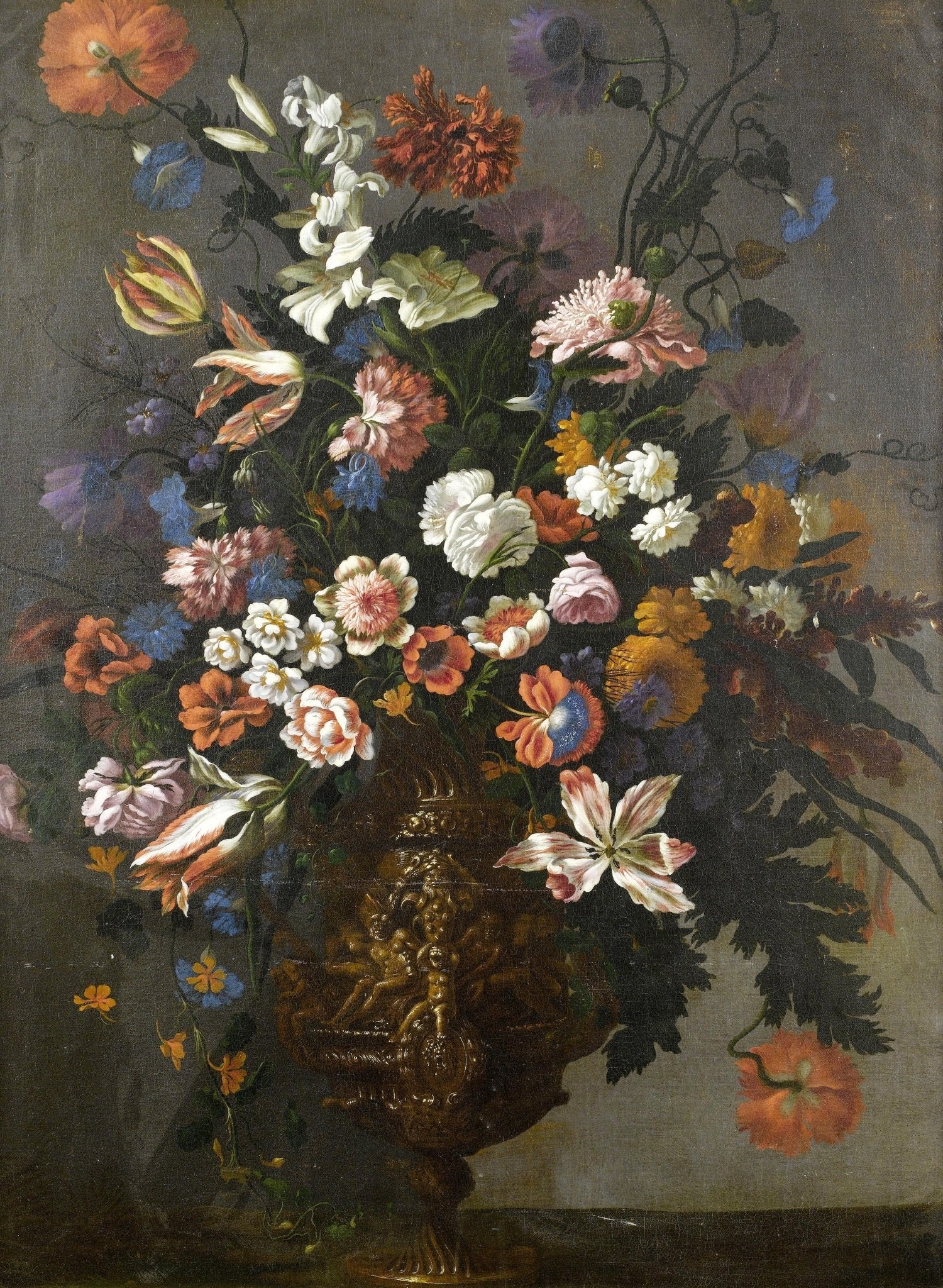 Hand - Painted Baroque Floral Arrangement Vase – Floral Oil Painting - Oil Painting Haven